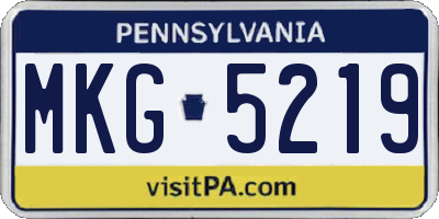 PA license plate MKG5219