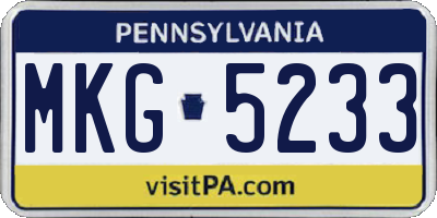 PA license plate MKG5233