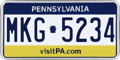 PA license plate MKG5234