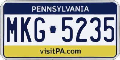 PA license plate MKG5235