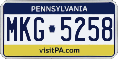 PA license plate MKG5258