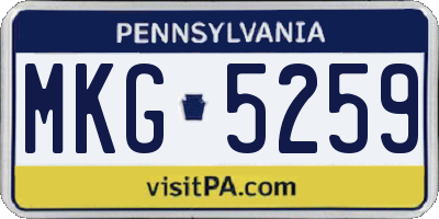 PA license plate MKG5259