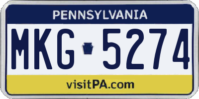 PA license plate MKG5274