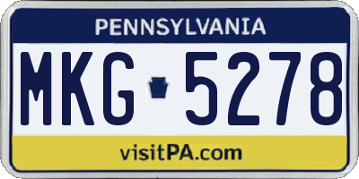 PA license plate MKG5278