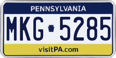 PA license plate MKG5285