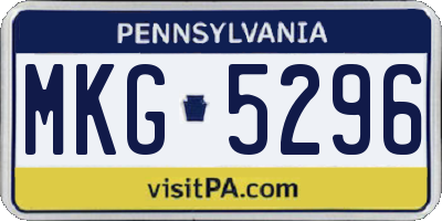 PA license plate MKG5296