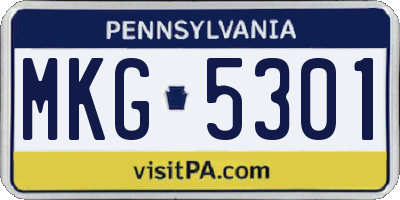 PA license plate MKG5301