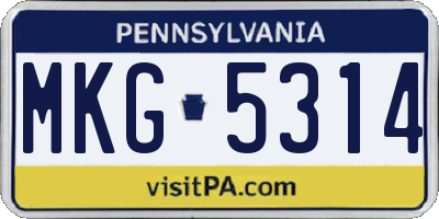 PA license plate MKG5314