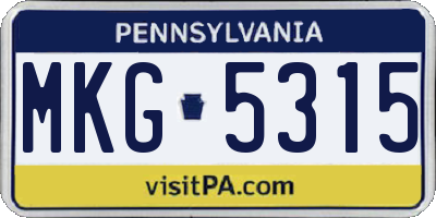 PA license plate MKG5315