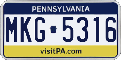 PA license plate MKG5316