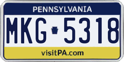 PA license plate MKG5318