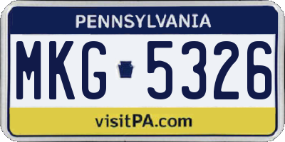 PA license plate MKG5326