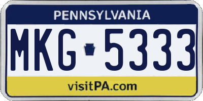 PA license plate MKG5333
