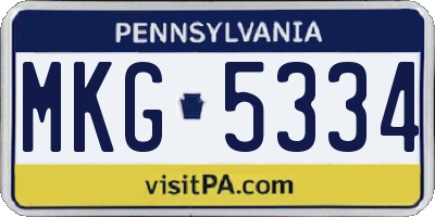 PA license plate MKG5334