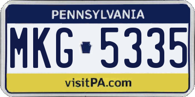 PA license plate MKG5335