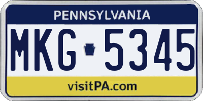PA license plate MKG5345