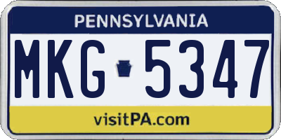 PA license plate MKG5347