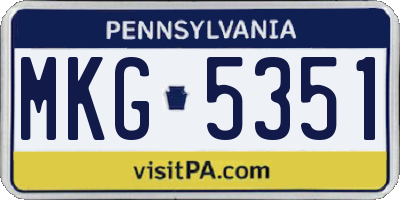 PA license plate MKG5351