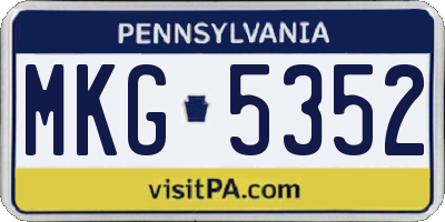 PA license plate MKG5352