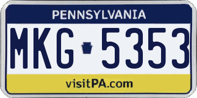 PA license plate MKG5353