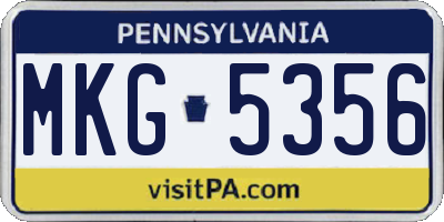 PA license plate MKG5356