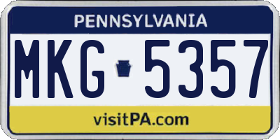 PA license plate MKG5357