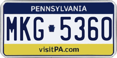 PA license plate MKG5360