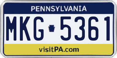 PA license plate MKG5361