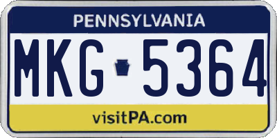 PA license plate MKG5364