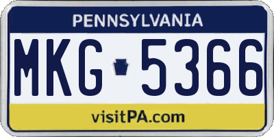 PA license plate MKG5366