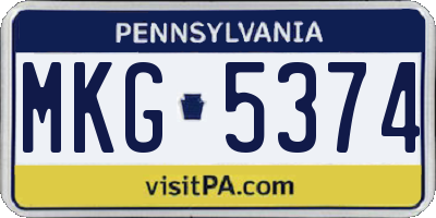 PA license plate MKG5374