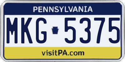 PA license plate MKG5375