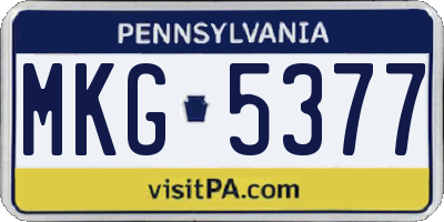 PA license plate MKG5377