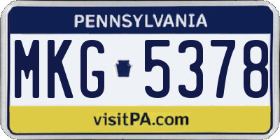 PA license plate MKG5378