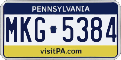 PA license plate MKG5384
