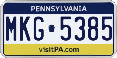 PA license plate MKG5385