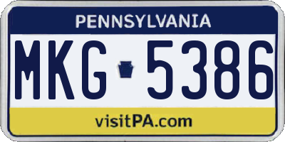 PA license plate MKG5386