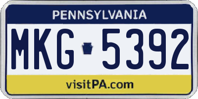 PA license plate MKG5392
