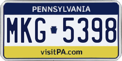 PA license plate MKG5398