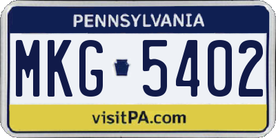 PA license plate MKG5402