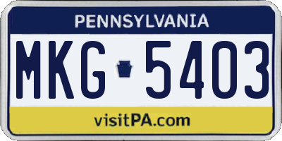 PA license plate MKG5403