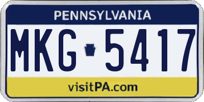 PA license plate MKG5417