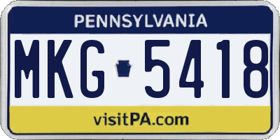 PA license plate MKG5418