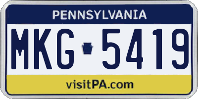 PA license plate MKG5419