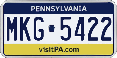 PA license plate MKG5422