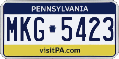 PA license plate MKG5423