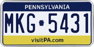PA license plate MKG5431