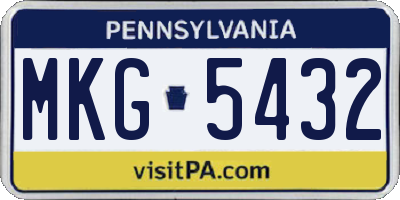PA license plate MKG5432