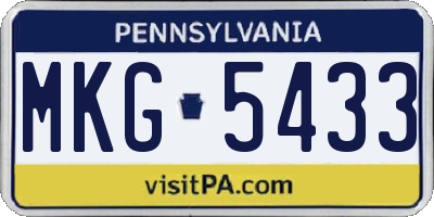 PA license plate MKG5433