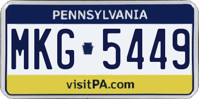 PA license plate MKG5449